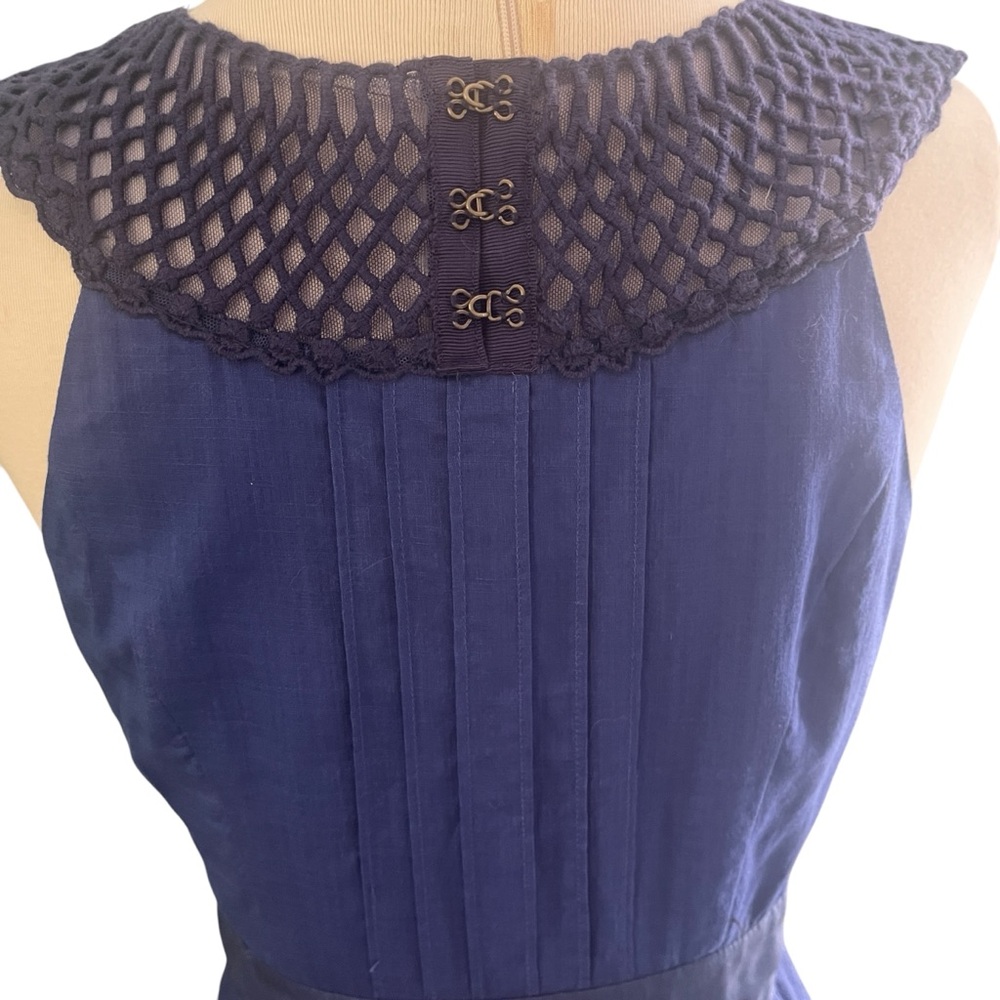 Floreat Navy Blue Crochet Yoke Mini Dress - Picture 8 of 13